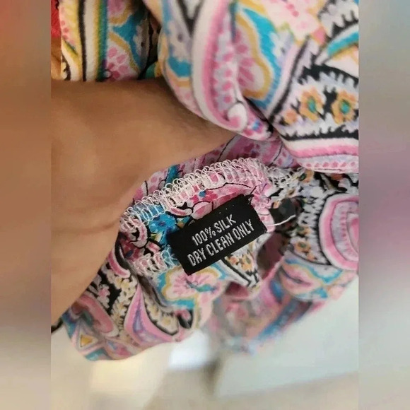 Tolani 100% Silk Vibrant Colorful Paisley Boho Bohemian Blouse(XL) - Picture 7 of 7